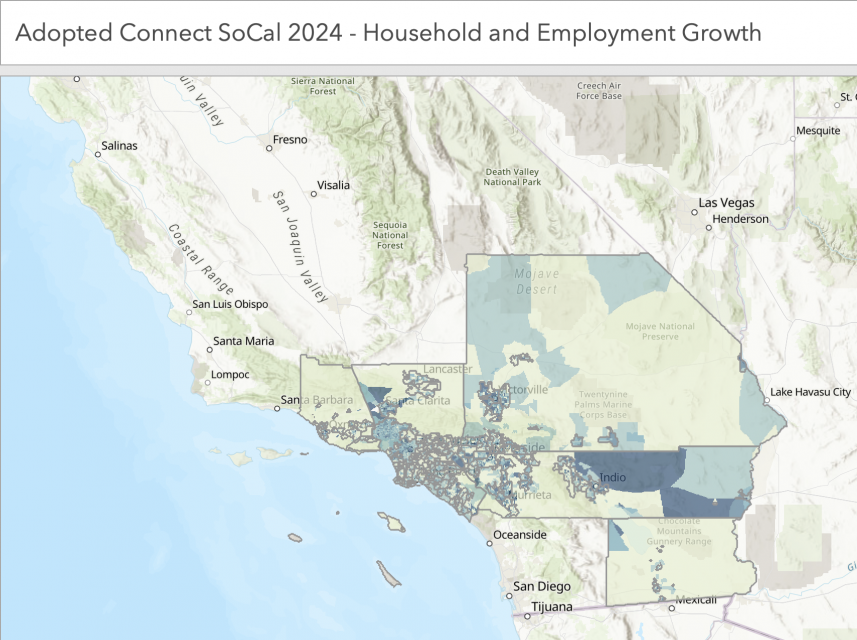 Adopted Connect SoCal 2024 - Household and Employment Growth Map