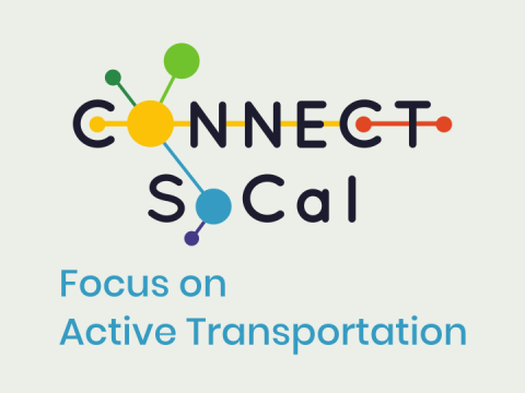 CONNECT SoCal logo with colorful dots and lines. Text: Focus on Active Transportation.