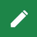 White pencil icon on a green background.